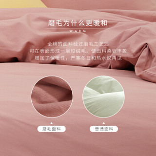 大朴（DAPU）套件 精梳纯棉磨毛四件套 加厚冬季 素色床单被套 浅海蓝 1.8米床 220*240cm