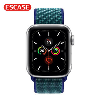 ESCASE 苹果手表表带 新款尼龙回环表带子iwatch1/2/3/4/5代男女通用时尚搭配魔术贴 42/44mm替换带 深雾灰