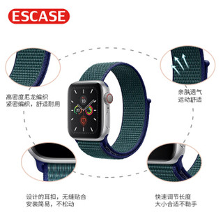 ESCASE 苹果手表表带 新款尼龙回环表带子iwatch1/2/3/4/5代男女通用时尚搭配魔术贴 42/44mm替换带 深雾灰