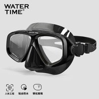 WATERTIME 蛙咚 潜水镜 浮潜面具 成人装备护鼻蛙镜 黑色