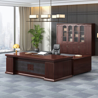 奈高办公家具老板桌办公桌油漆贴纸皮大班台桌经理桌 2.2米T-02