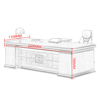 奈高办公家具老板桌办公桌油漆贴纸皮大班台桌经理桌 2.2米T-02