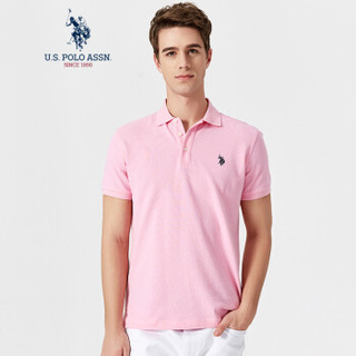 U.S. POLO ASSN. polo衫男士2019春夏新品多色纯棉潮流时尚短袖t恤1192101001 浅粉色 XL