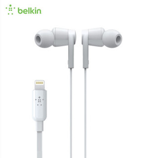 贝尔金（BELKIN）rockstar入耳式lightning接口耳机苹果通用扁线防缠绕贴合耳道适用于iPhone7/8/X等型号白色