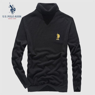 U.S.POLO ASSN. 羊毛衫男 2019秋冬新品时尚商务休闲百搭毛衣半高领纯色修身保暖男装 6194115109 黑色 52