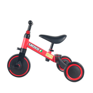 乐卡（Lecoco）变形儿童车 儿童三轮车滑步车 骑滑两用儿童车 火影红