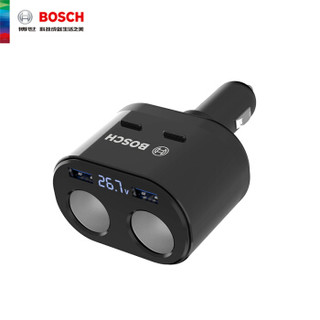 BOSCH 博世 车载充电器点烟器一拖二双USB双点烟口 多功能转换器 电压检测LED数显 PS600