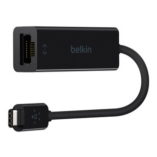 贝尔金（BELKIN）USB-C/Type-C转RJ-45千兆以太网适配器连接稳定连贯不中断高速下载网口转换器15厘米黑色