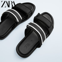 ZARA 12718520040 男士黑色双带饰拖鞋