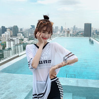 亦美珊 游泳衣女三件套韩国学生保守温泉小香风遮肚显瘦分体运动平角泳衣女保守 YMS199175 黑色 XL