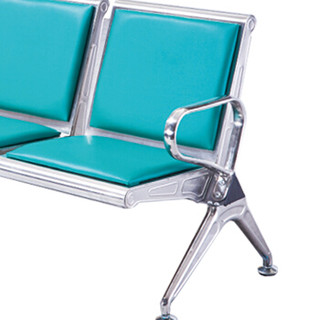 奈高不锈钢连排机场椅公共座椅银行医院等候输液椅休闲时尚皮艺绿色五人位
