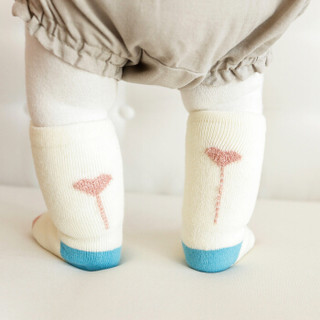 CHANSSON 馨颂 婴儿袜子三双毛圈新生儿宝宝袜子防滑学步袜 花朵组 0-6个月
