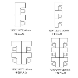 中伟职员办公桌屏风办公桌员工桌工作位出字型6人位（电信款）