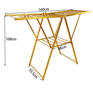 宝优妮 多功能晾衣架可折叠铝合金衣架 家用翼型阳台落地大衣架DQ9009-1