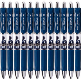 7mm按动中性笔处方笔 签名笔办公水笔蓝黑色12支/盒