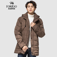 虎都 FORDOO 棉服男2019秋冬新款休闲舒适时尚潮流简约百搭御寒保暖外套 VA2AH19881055  咖啡 180/2XL