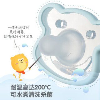 小熊（Bear）婴儿安抚奶嘴 硅胶超软安睡型奶嘴新生儿0-6个月 MW-C0014 托比蓝