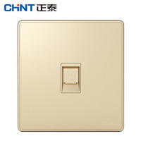 正泰（CHNT）NEW2 W20402 香槟色开关插座面板 家用暗装电脑插座