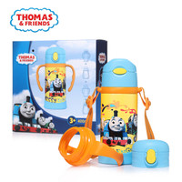 托马斯和朋友儿童保温杯吸管水杯子316不锈钢多用途男女水壶礼盒套装 400ml 黄蓝色