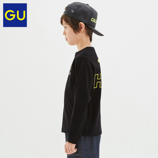 GU极优童装印花T恤Disney米奇迪士尼合作款复古纯棉上衣321722 黑色 110cm（110/56）