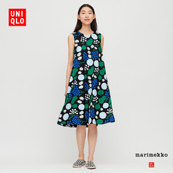 Uniqlo 优衣库 427924 花果图案印花A字型连衣裙，给夏天更多鲜活色彩