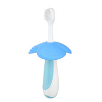 日康（rikang) 乳牙刷 婴幼儿牙刷宝宝牙刷儿童硅胶牙刷 8个月以上（蓝）
