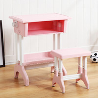奈高 NG课桌椅单人培训桌椅中小学校辅导班学习塑钢桌椅组合套装粉色凳子款