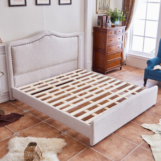 自然宝 床 实木床 现代简约布艺床 卧室家具1.8米床 8142