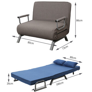 SHTS 施豪特斯 折叠床 多用沙发床布艺陪护折叠床休闲沙发804-80 蓝色