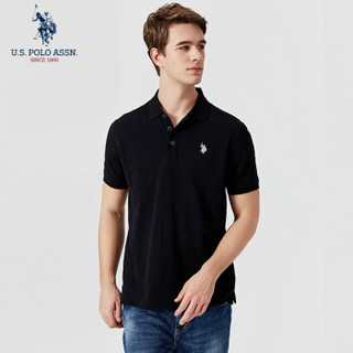 U.S. POLO ASSN. Polo衫男2019年新品男士短袖T恤纯棉多色男短袖衫美式休闲男上装5192101004黑色04 XL