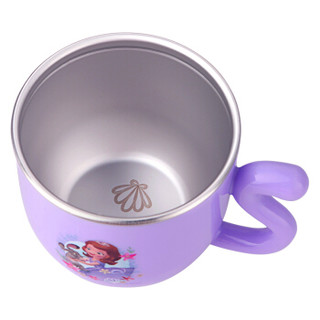 迪士尼儿童不锈钢水杯幼儿园宝宝牛奶杯单柄水杯带盖防摔水杯200ml 苏菲亚紫色 HM1636S1