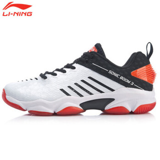 李宁（LI-NING）羽毛球鞋男款运动鞋音爆3.0一体织防滑耐磨透气缓震振支撑AYZP009-2白/黑 41.5/8.5 