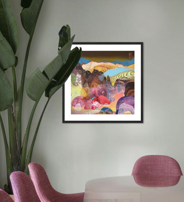 Amanda Krantz 限量版画《山川明丽》 挂画 礼品 代轻奢客厅卧室餐厅玄关 铝框 36.2*36.2 cm