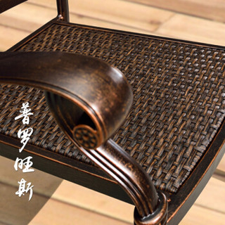 ZIYE 紫叶 铁艺桌椅组合铸铝五件套 4椅+1板岩石方桌80X80