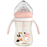 日康（rikang）奶瓶  ppsu奶瓶 新生婴儿奶瓶  宝宝吸管奶瓶宽口带手柄柄 240ml 粉 RK-N1020