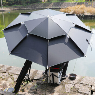 2米户外钓鱼伞双层加强扣花可折叠钓伞防晒黑胶牛津布防雨台钓太阳伞