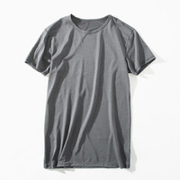 纤丝鸟TINSINO男士圆领短袖衫铜氨纤维凉感吸湿速干T恤单条装 深灰色 M(170/95)