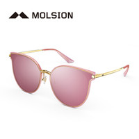 陌森 Molsion 太阳镜女偏光墨镜女士太阳眼镜MS6075 B30镜框透粉+金色|镜片粉镀膜