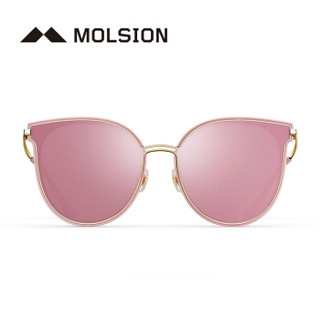 陌森 Molsion 太阳镜女偏光墨镜女士太阳眼镜MS6075 B30镜框透粉+金色|镜片粉镀膜