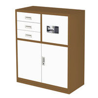 奈高 NG钢制文件柜档案资料柜凭证柜书柜收纳矮柜偏三保国宝锁保密柜密码柜办公柜咖白