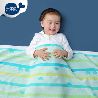 米乐鱼 婴幼儿盖毯宝宝午休毛毯 秋冬毛线单层毯被彩虹青蛙-绿100*120cm