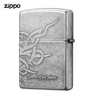 美国进口 之宝（zippo） 防风煤油打火机 ZBT-1-31b 我心依旧-古银 爱情系列 品牌直供原装正版