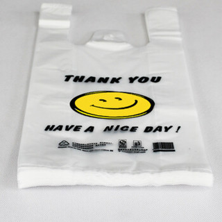 佳茉 背心袋 透明加厚笑脸购物袋食品外卖打包袋超市塑料袋马甲袋手提袋 30*50cm加大号 100只