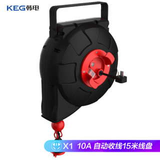 韩电（KEG）工程接线盘/过热保护壁挂式电缆卷盘插座 电动车电瓶车移动卷线盘HD-ZXYG-15K 1.5平方线15米