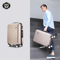君华仕(GENVAS)拉杆箱 28英寸托运行李箱 时尚轻盈大容量旅行箱 TSA密码锁 静音万向轮 A-7001-287香槟金