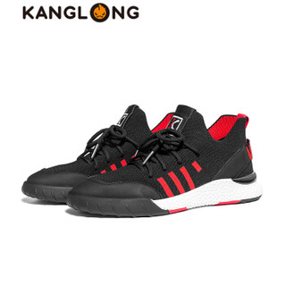 康龙（KANGLONG）休闲鞋低帮系带283112159 黑/红 42