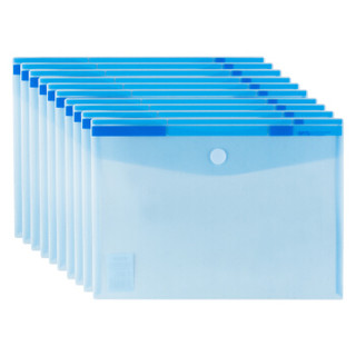 晨光(M&G)A4蓝色透明粘扣袋按扣袋文件袋资料袋 10个装ADM95186