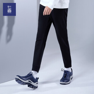 七面男鞋2019新款一体成型休闲时尚运动皮鞋 深蓝色（Uni703S01） 39