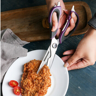 Neyankex 厨房多用家用剪刀强力鸡骨食物食品烤肉剪肉剪刀不锈钢多功能剪刀 1个装（随机色）