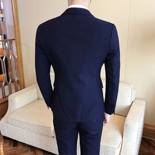北极绒（Bejirong）西服套装男 2019新款韩版修身英伦绅士时尚服套装男 C209-W7017 藏青色 2XL